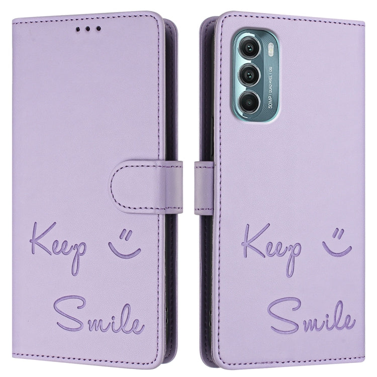 For Motorola Moto G Stylus 5G 2022 Smile Embossing RFID Leather Phone Case