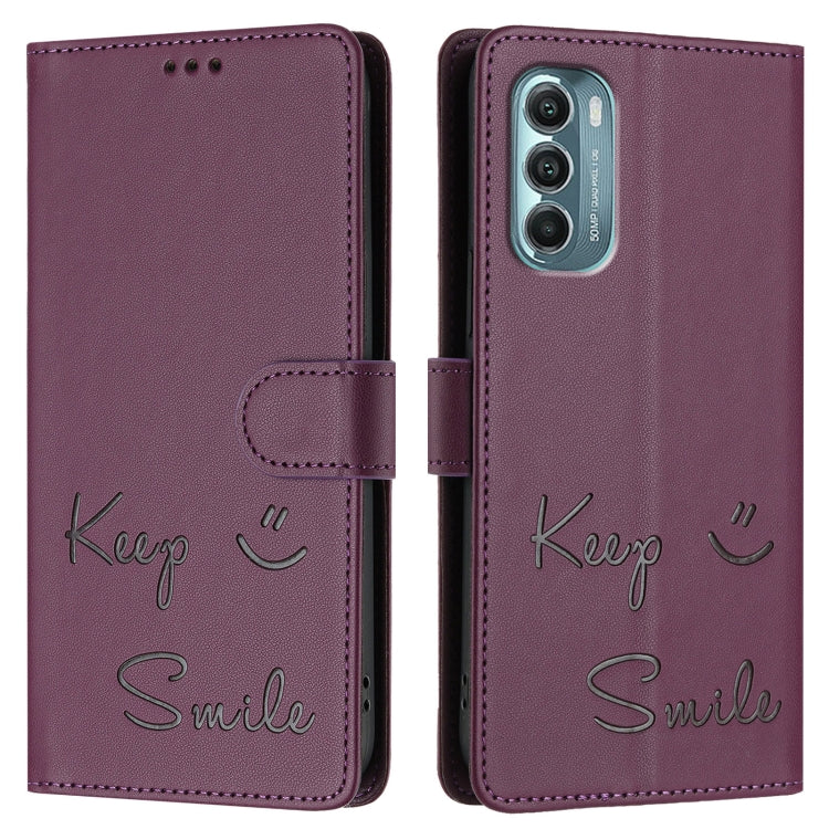 For Motorola Moto G Stylus 5G 2022 Smile Embossing RFID Leather Phone Case