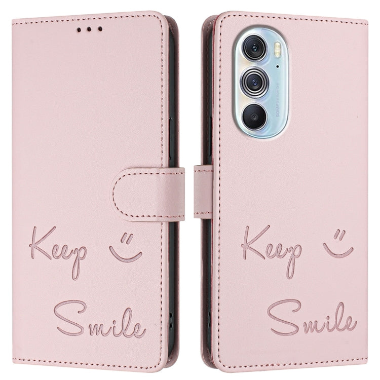 For Motorola Edge X30 5G/30 Pro Smile Embossing RFID Leather Phone Case