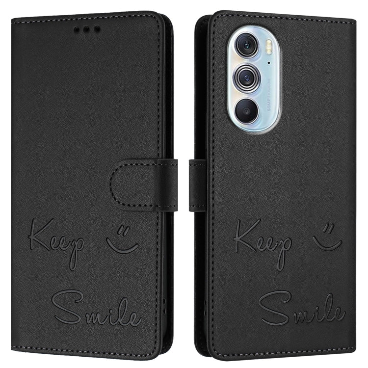 For Motorola Edge X30 5G/30 Pro Smile Embossing RFID Leather Phone Case