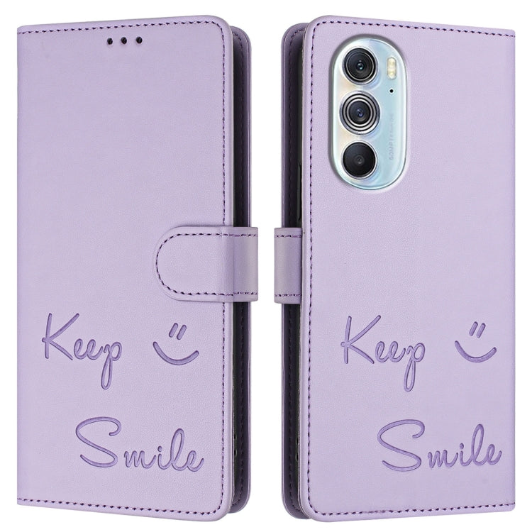 For Motorola Edge X30 5G/30 Pro Smile Embossing RFID Leather Phone Case