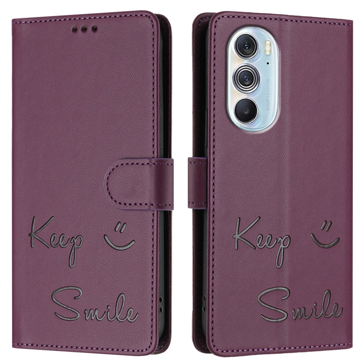 For Motorola Edge X30 5G/30 Pro Smile Embossing RFID Leather Phone Case