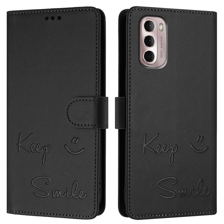 For Motorola Moto G Stylus 2022 4G Smile Embossing RFID Leather Phone Case