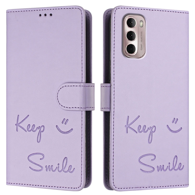 For Motorola Moto G Stylus 2022 4G Smile Embossing RFID Leather Phone Case