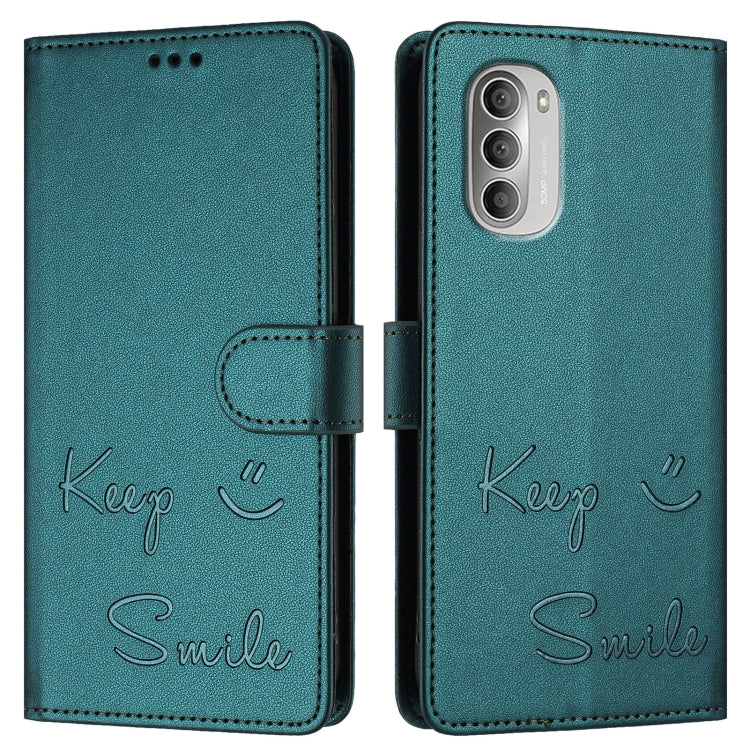 For Motorola Moto G51 5G Smile Embossing RFID Leather Phone Case