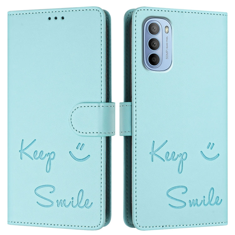 For Motorola Moto G31 4G Global/G41 4G Smile Embossing RFID Leather Phone Case