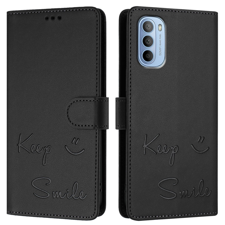 For Motorola Moto G31 4G Global/G41 4G Smile Embossing RFID Leather Phone Case
