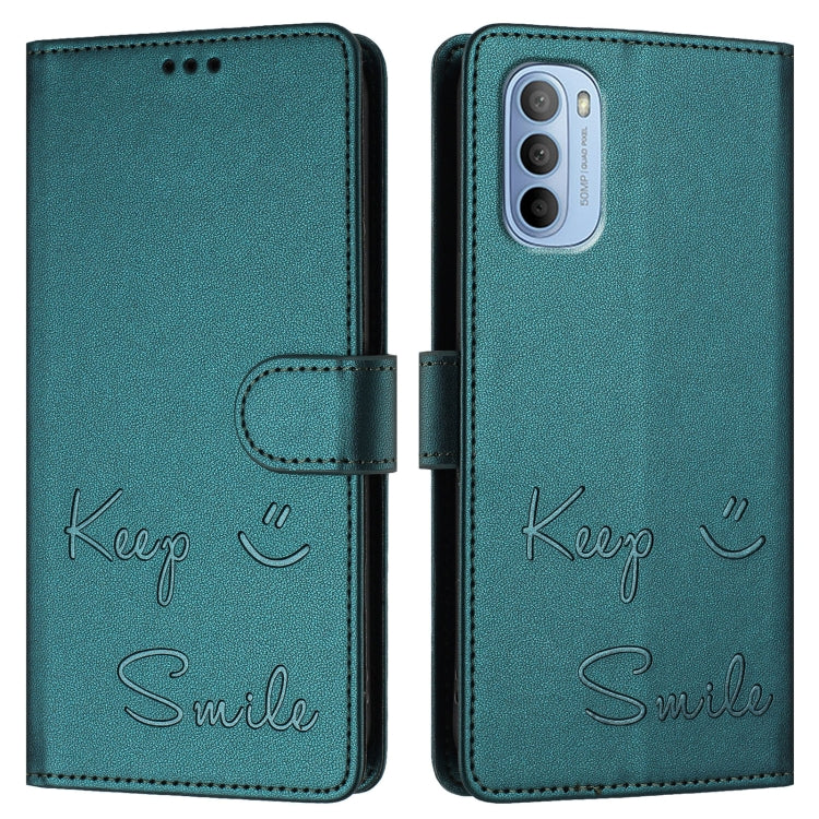 For Motorola Moto G31 4G Global/G41 4G Smile Embossing RFID Leather Phone Case