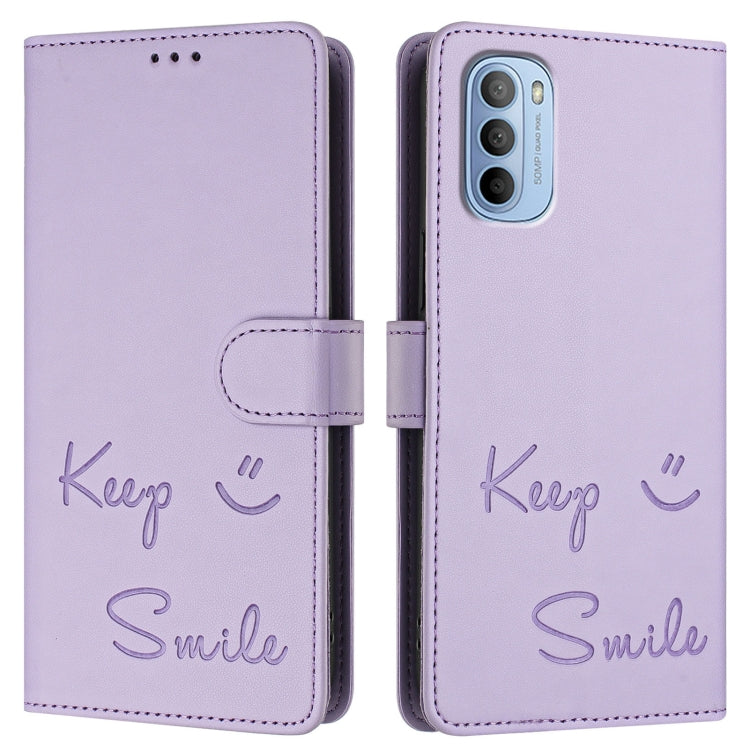 For Motorola Moto G31 4G Global/G41 4G Smile Embossing RFID Leather Phone Case