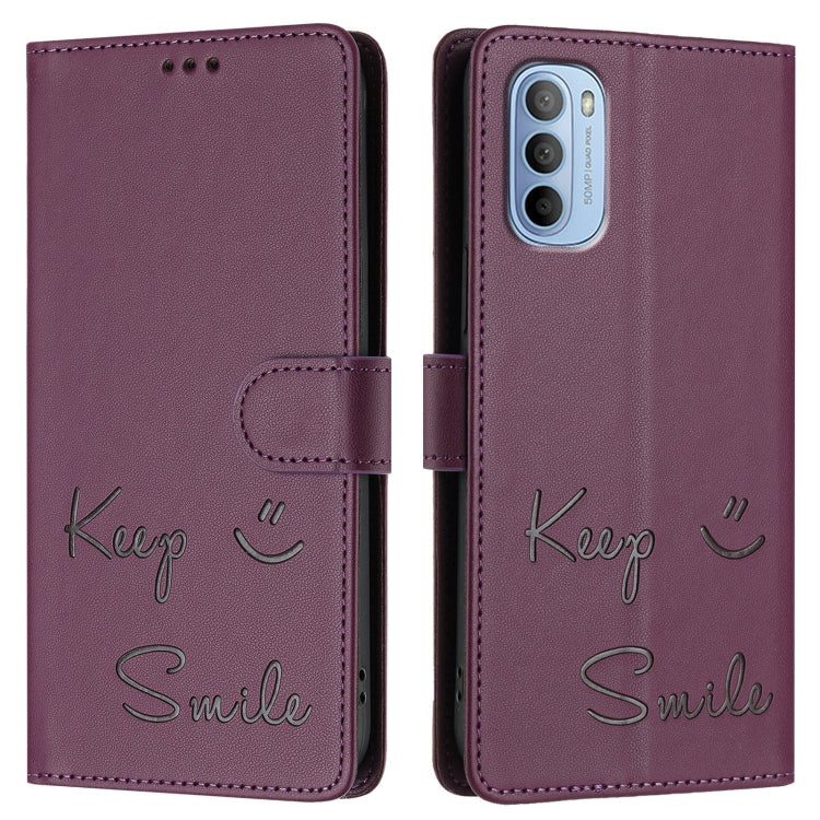 For Motorola Moto G31 4G Global/G41 4G Smile Embossing RFID Leather Phone Case