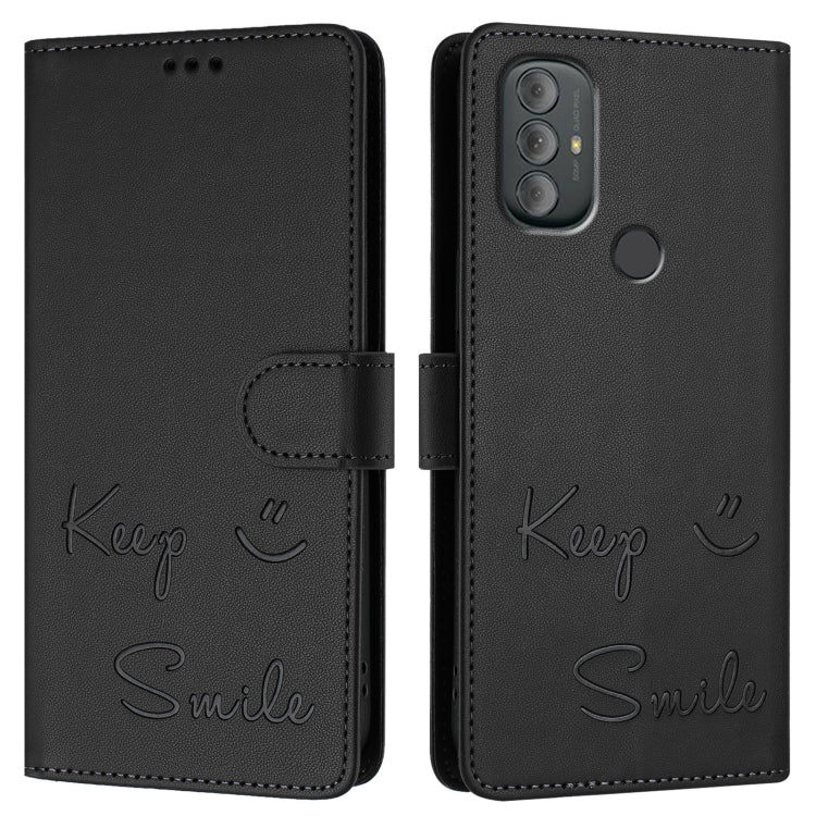 For Motorola Moto G Power 2022 Smile Embossing RFID Leather Phone Case