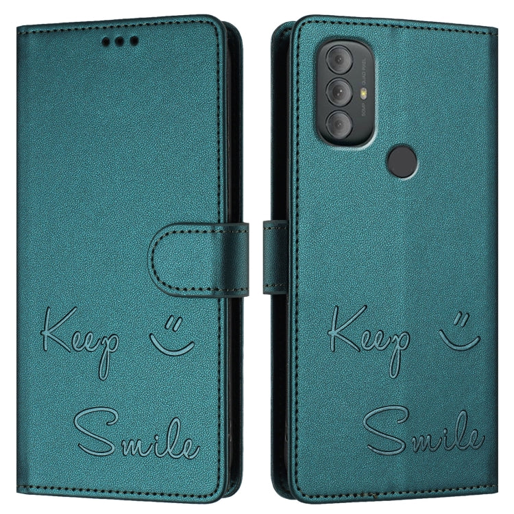 For Motorola Moto G Power 2022 Smile Embossing RFID Leather Phone Case