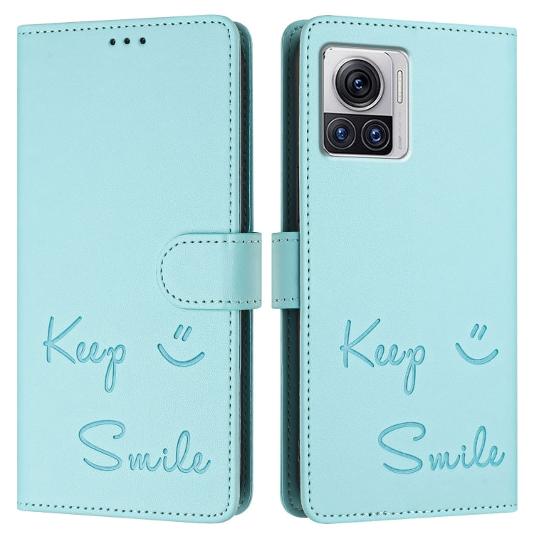 For Motorola Edge 30 Ultra Smile Embossing RFID Leather Phone Case