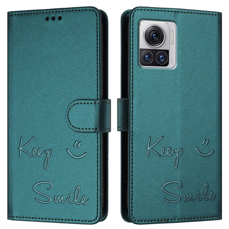 For Motorola Edge 30 Ultra Smile Embossing RFID Leather Phone Case
