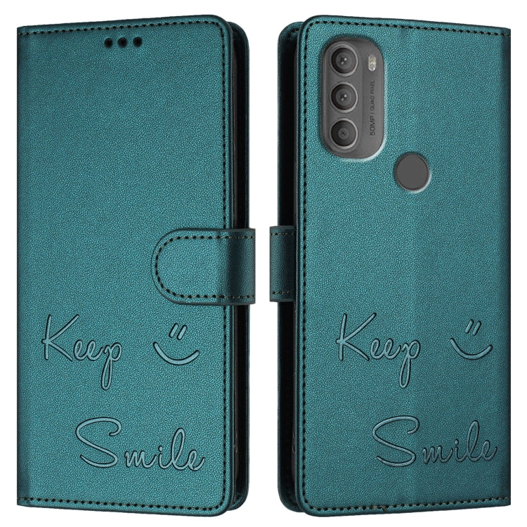 For Motorola Moto G71 5G Smile Embossing RFID Leather Phone Case