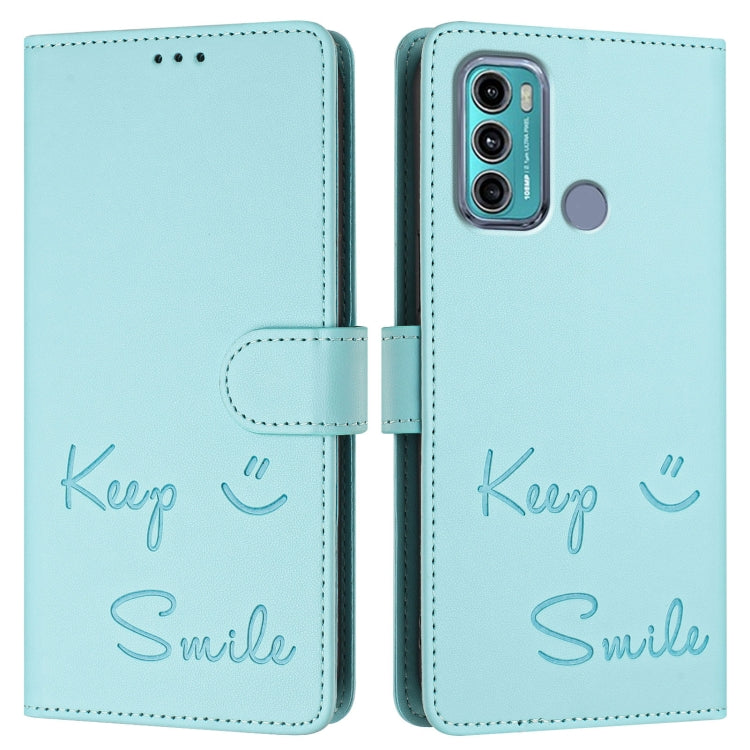 For Motorola Moto G60/G40 Fusion Smile Embossing RFID Leather Phone Case