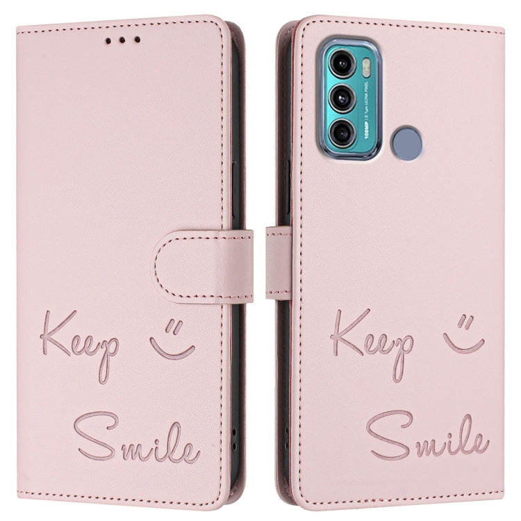 For Motorola Moto G60/G40 Fusion Smile Embossing RFID Leather Phone Case