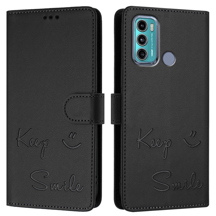 For Motorola Moto G60/G40 Fusion Smile Embossing RFID Leather Phone Case