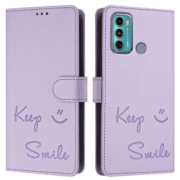 For Motorola Moto G60/G40 Fusion Smile Embossing RFID Leather Phone Case