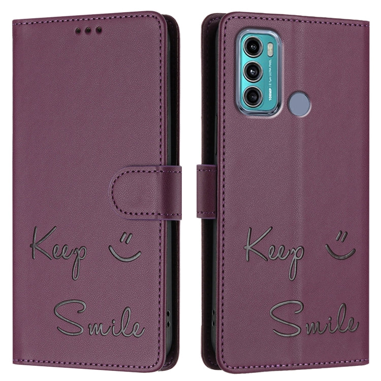 For Motorola Moto G60/G40 Fusion Smile Embossing RFID Leather Phone Case