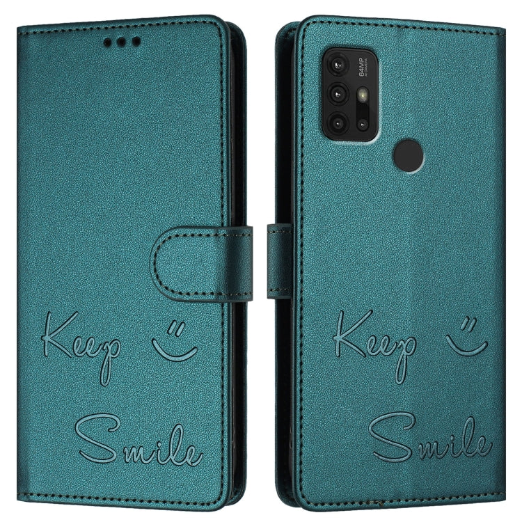 For Motorola Moto G10 Power Smile Embossing RFID Leather Phone Case