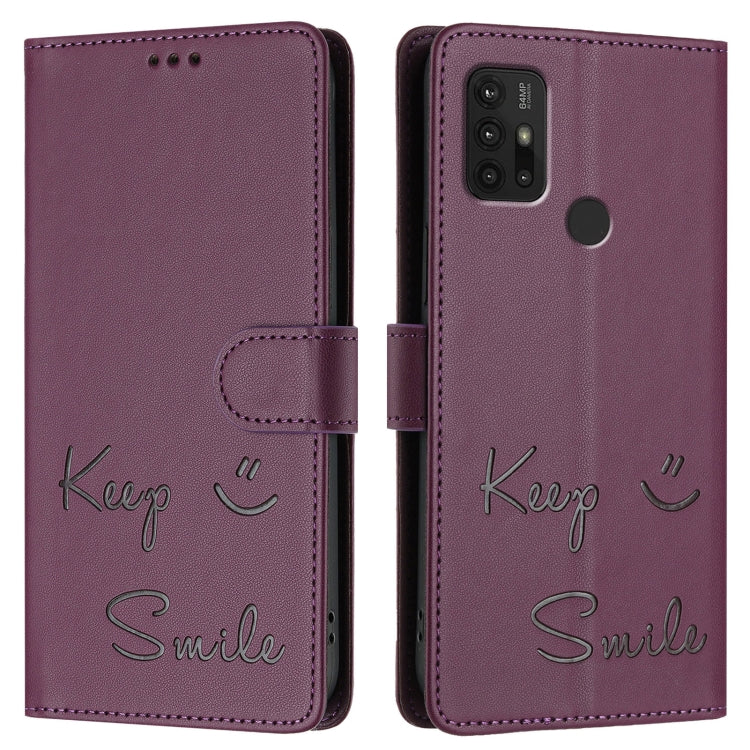 For Motorola Moto G10 Power Smile Embossing RFID Leather Phone Case