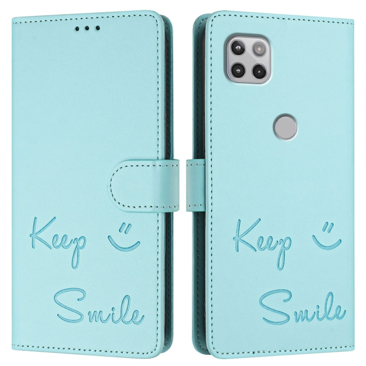 For Motorola One 5G Ace/Moto G 5G Smile Embossing RFID Leather Phone Case