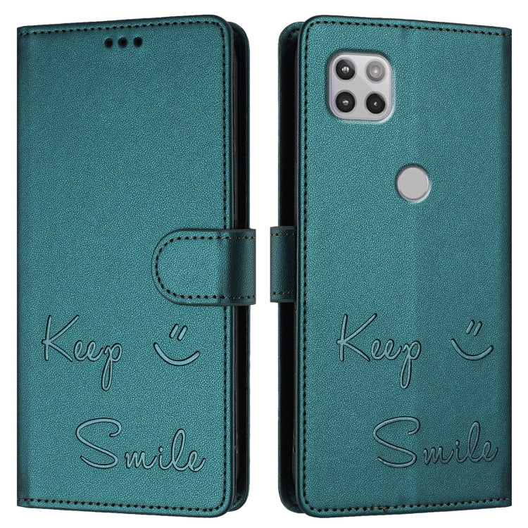 For Motorola One 5G Ace/Moto G 5G Smile Embossing RFID Leather Phone Case