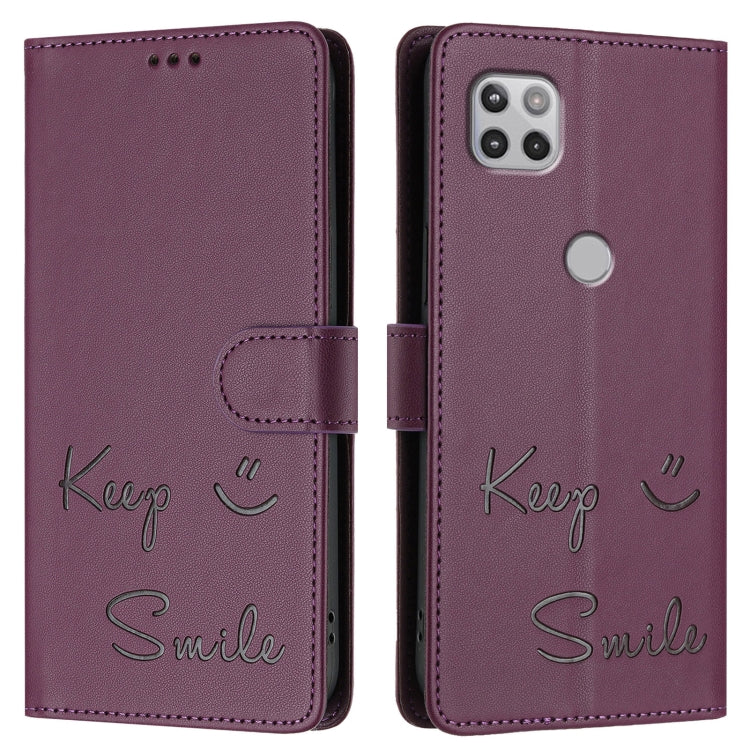 For Motorola One 5G Ace/Moto G 5G Smile Embossing RFID Leather Phone Case