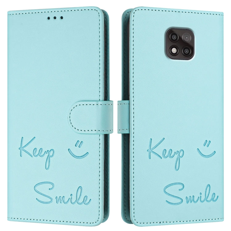 For Motorola Moto G Power 2021 Smile Embossing RFID Leather Phone Case