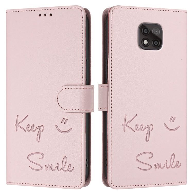 For Motorola Moto G Power 2021 Smile Embossing RFID Leather Phone Case