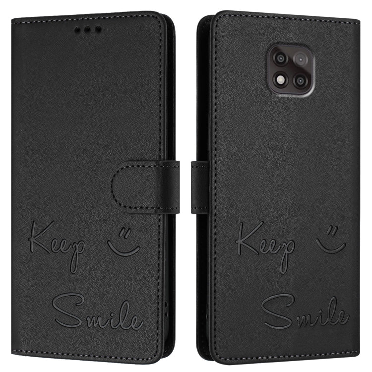 For Motorola Moto G Power 2021 Smile Embossing RFID Leather Phone Case