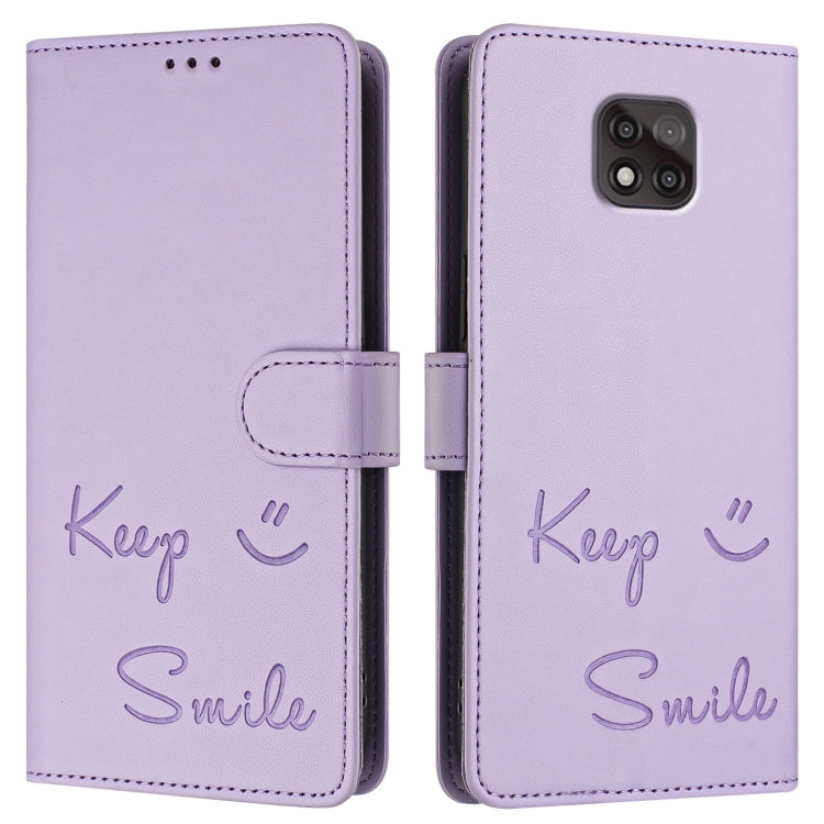 For Motorola Moto G Power 2021 Smile Embossing RFID Leather Phone Case