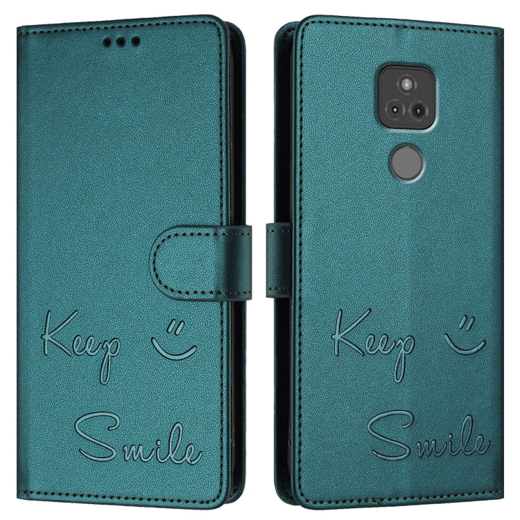 For Motorola Moto G Play 2021 Smile Embossing RFID Leather Phone Case