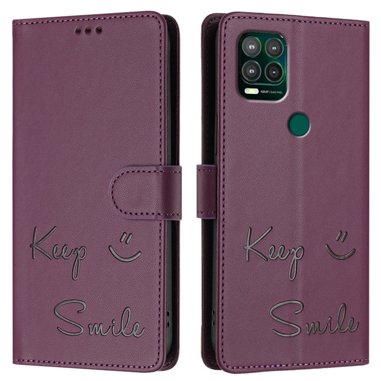For Motorola Moto G Stylus 5G 2021 Smile Embossing RFID Leather Phone Case