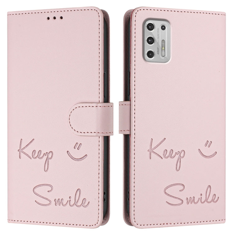 For Motorola Moto G Stylus 2021 4G Smile Embossing RFID Leather Phone Case