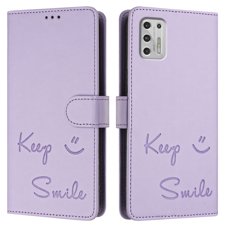 For Motorola Moto G Stylus 2021 4G Smile Embossing RFID Leather Phone Case