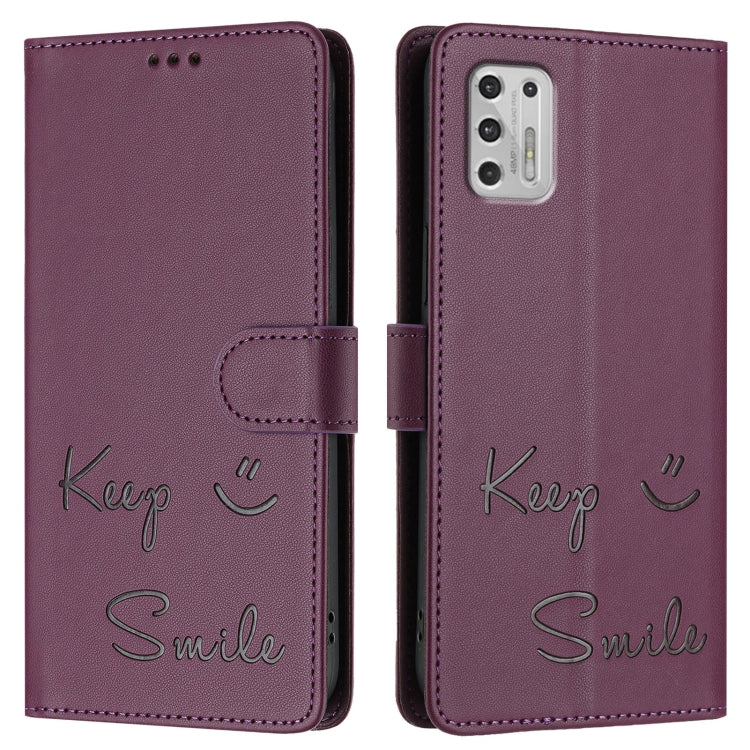 For Motorola Moto G Stylus 2021 4G Smile Embossing RFID Leather Phone Case
