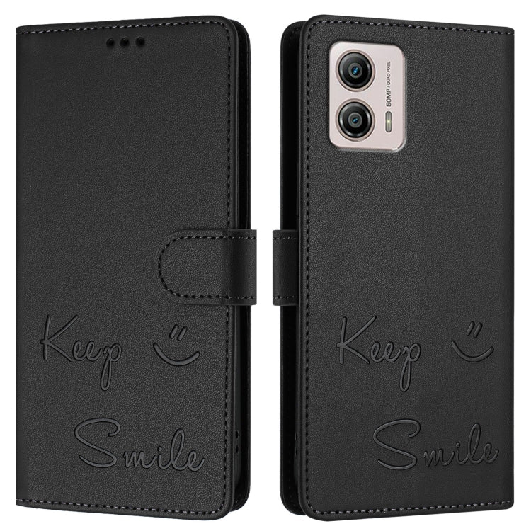 For Motorola Moto G53Y 5G/G53J 5G Smile Embossing RFID Leather Phone Case