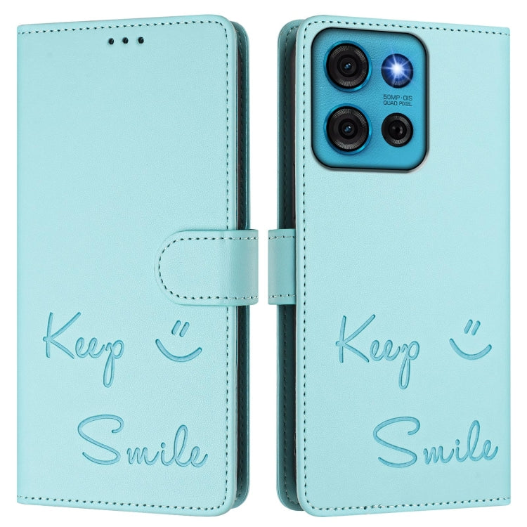 For Motorola Moto G75 5G Smile Embossing RFID Leather Phone Case
