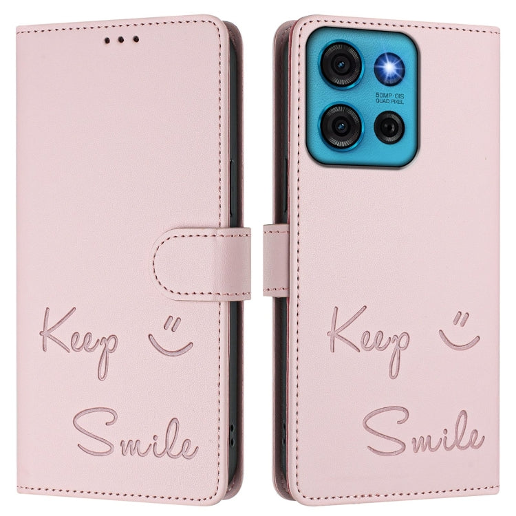 For Motorola Moto G75 5G Smile Embossing RFID Leather Phone Case