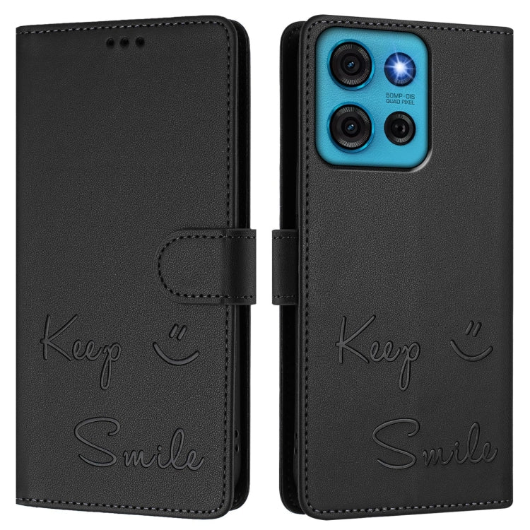 For Motorola Moto G75 5G Smile Embossing RFID Leather Phone Case