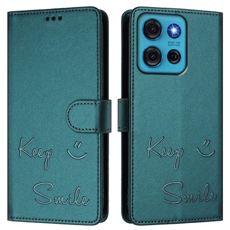 For Motorola Moto G75 5G Smile Embossing RFID Leather Phone Case