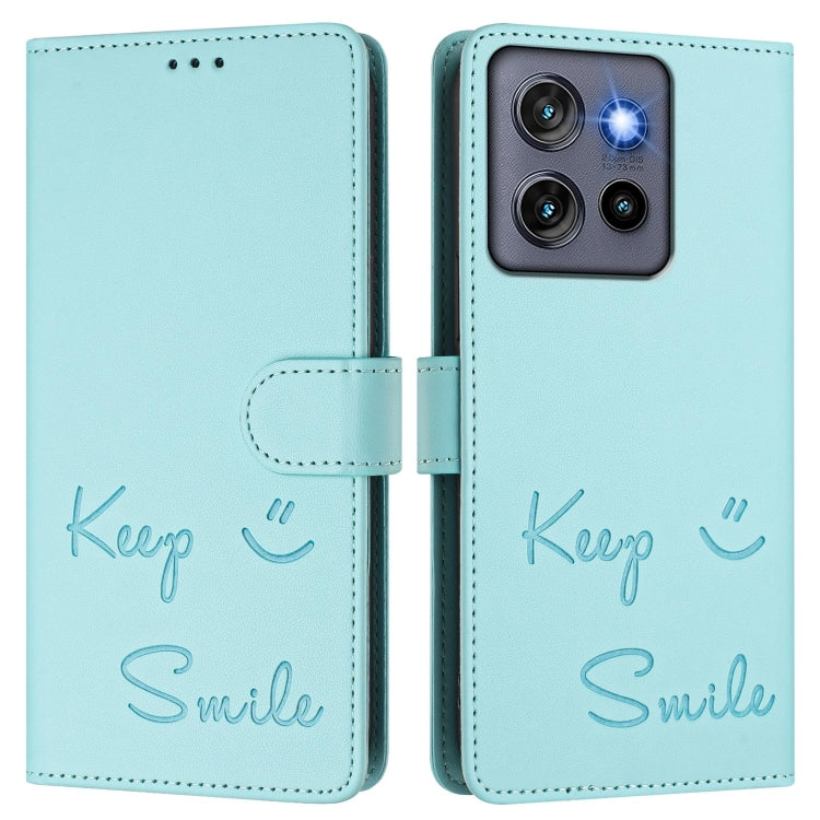 For Motorola Edge 50 Neo Smile Embossing RFID Leather Phone Case