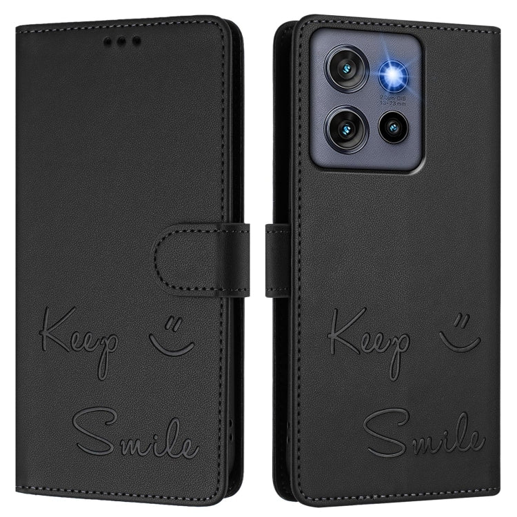 For Motorola Edge 50 Neo Smile Embossing RFID Leather Phone Case