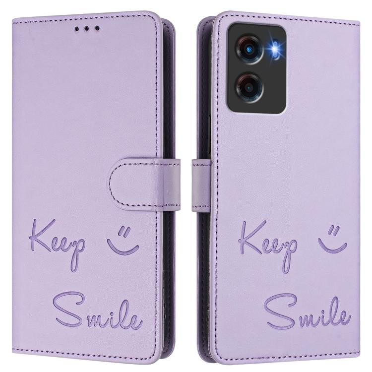 For Motorola Moto G05 Smile Embossing RFID Leather Phone Case
