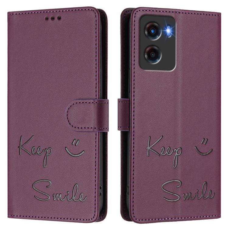 For Motorola Moto G05 Smile Embossing RFID Leather Phone Case