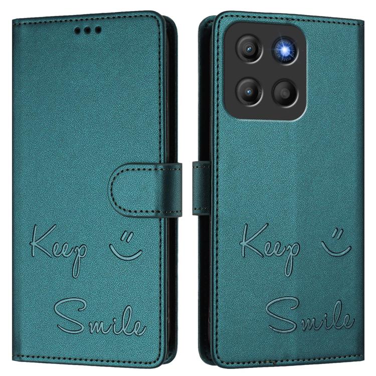 For Motorola Moto G15 Smile Embossing RFID Leather Phone Case