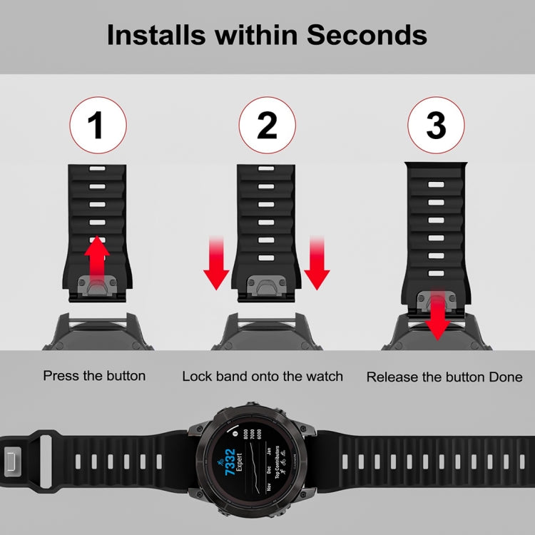 For Garmin Fenix 7X / 7X Pro Rough Style Silicone Quick Release Watch Band