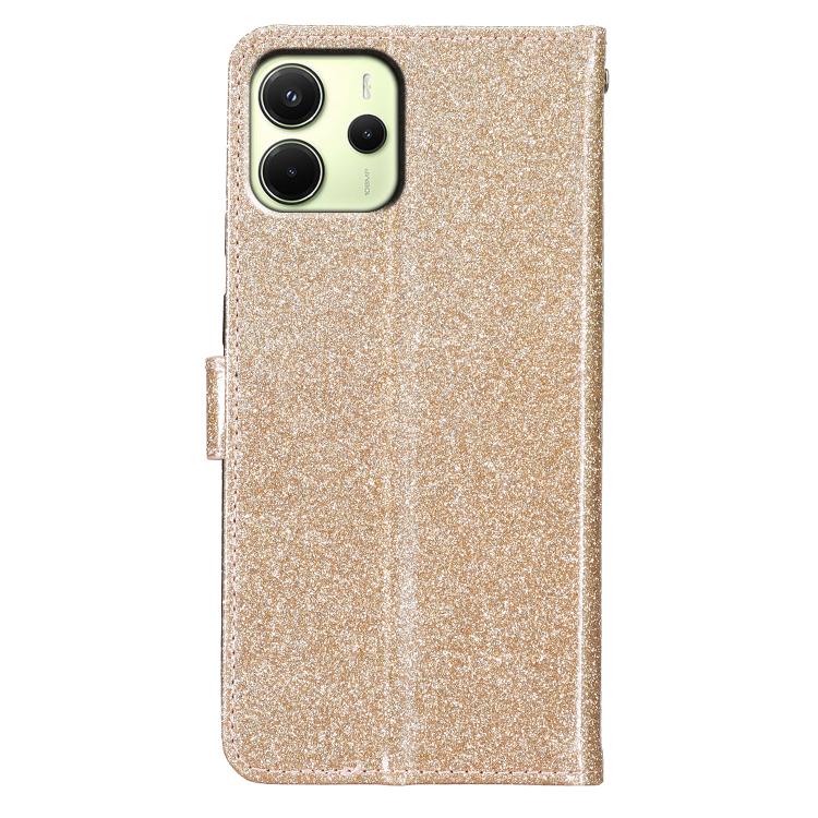 For Redmi Note 14 4G 163.25mm Glitter Powder Flip Leather Phone Case